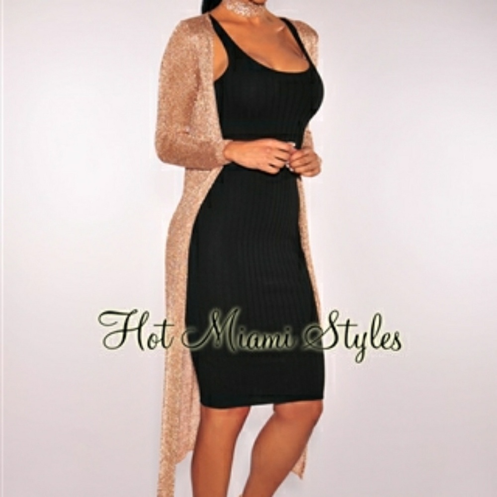 Rose Gold metallic knit duster
